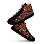 [Floral Bloom] Noir Rose Women’s High Top Canvas Shoes